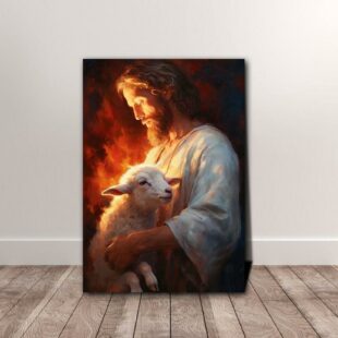 Savior's Love Jesus Christ and the Lamb of God Canvas Poster Wall Art