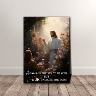 Symbol of Faith Canvas Prints Jesus is the Key to Heaven But Faith Unlocks the Door Canvas Poster Wall Art