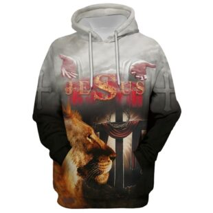 Take My Hand - Jesus The Cross Lion Of Judah Hoodie - 3D Printed Hoodie - Christmas Gift