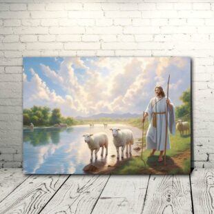 Walking Along with the Lamb of God Jesus Christ Canvas Poster Wall Art