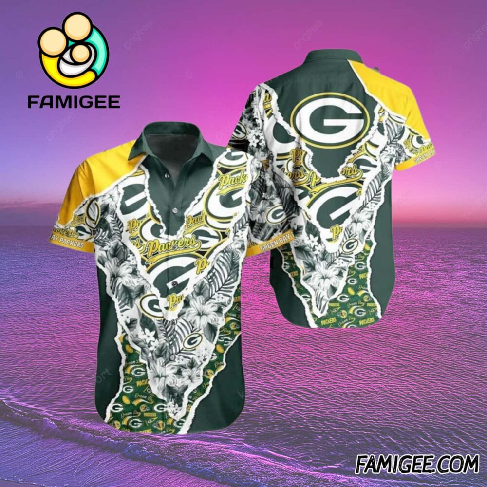 NFL Green Bay Packers Bandana Floral Hawaiian Shirt Packers Aloha Shirt 2