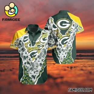 NFL Green Bay Packers Bandana Floral Hawaiian Shirt Packers Aloha Shirt 3