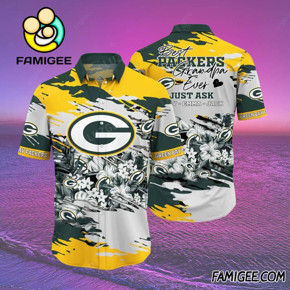 NFL Green Bay Packers Best Grandpa Floral Hawaiian Shirt Packers Aloha Shirt 2