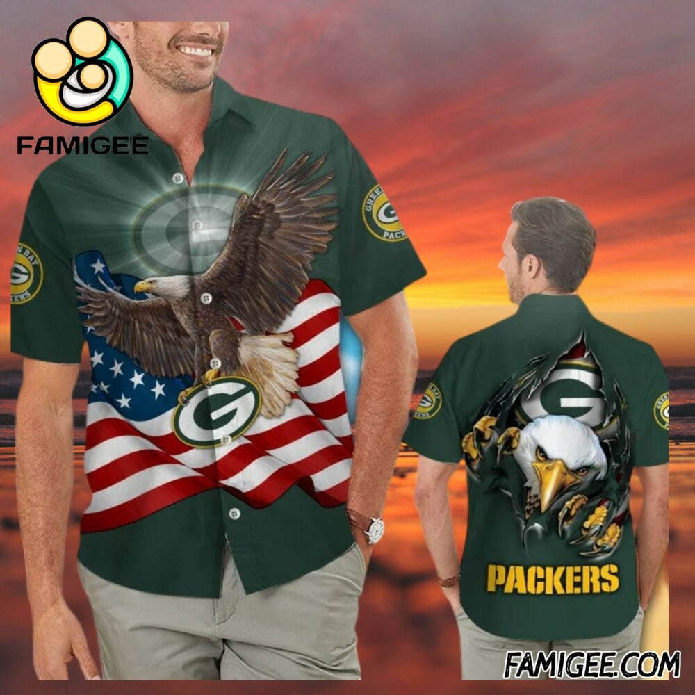 NFL Green Bay Packers Eagle Pride Hawaiian Shirt Packers Aloha Shirt 3