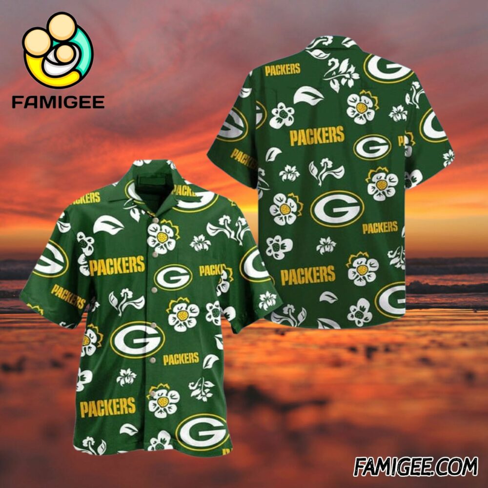 NFL Green Bay Packers Floral Breeze Hawaiian Shirt Packers Aloha Shirt 3