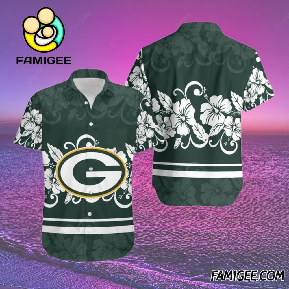 NFL Green Bay Packers Floral Crest Hawaiian Shirt Packers Aloha Shirt 2