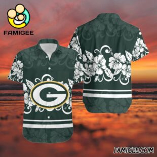 NFL Green Bay Packers Floral Crest Hawaiian Shirt Packers Aloha Shirt 3