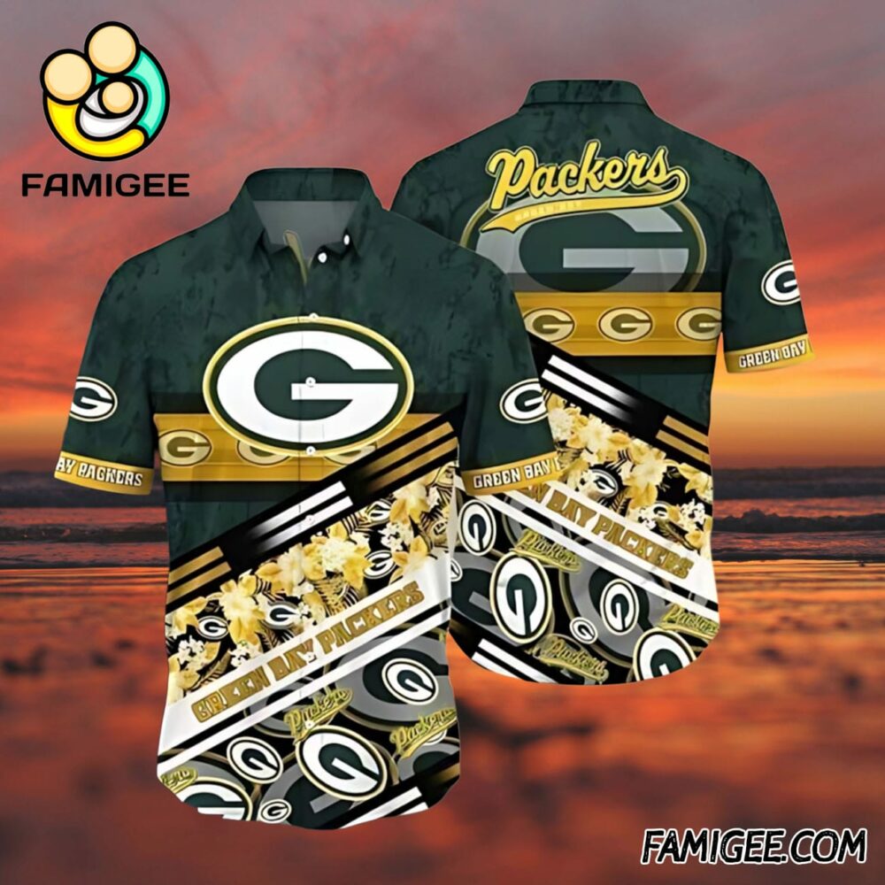 NFL Green Bay Packers Floral Fan Frenzy Hawaiian Shirt Packers Aloha Shirt 3