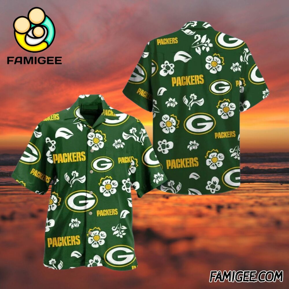 NFL Green Bay Packers Floral Fanfare Hawaiian Shirt Packers Aloha Shirt 3