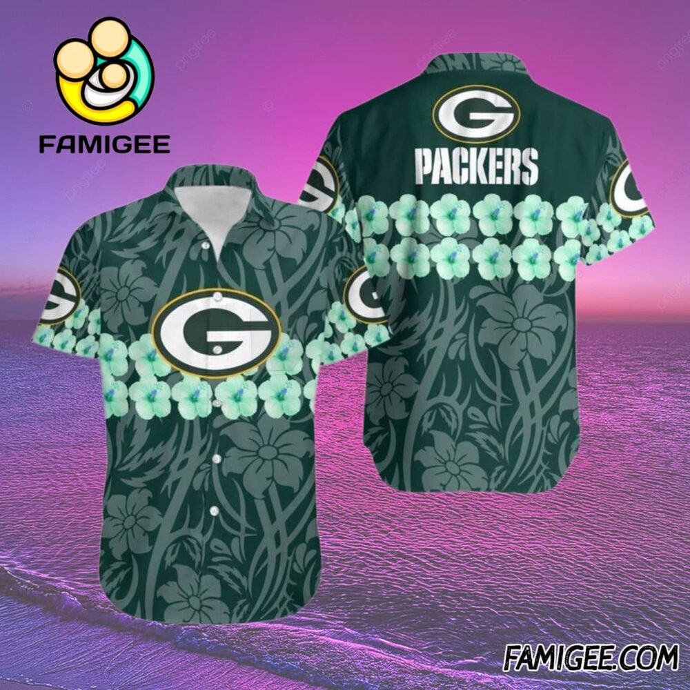 NFL Green Bay Packers Flower And Logo Hawaiian Shirt Packers Aloha Shirt 2