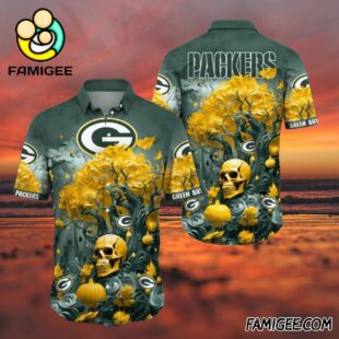 NFL Green Bay Packers Halloween Skull Hawaiian Shirt Packers Aloha Shirt 3