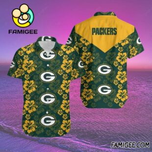 NFL Green Bay Packers Hibiscus Glory Hawaiian Shirt Packers Aloha Shirt 2