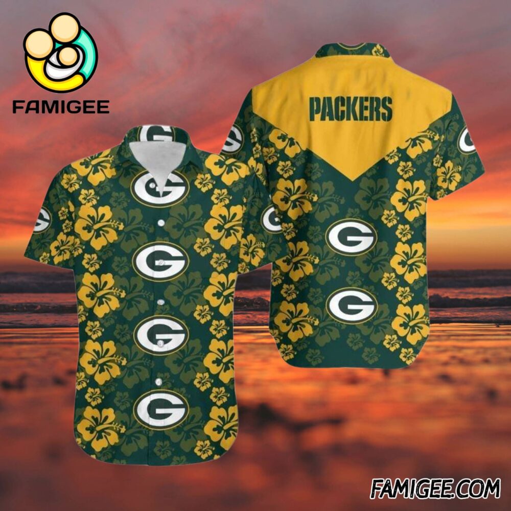 NFL Green Bay Packers Hibiscus Glory Hawaiian Shirt Packers Aloha Shirt 3