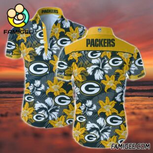 NFL Green Bay Packers Hibiscus Wave Hawaiian Shirt Packers Aloha Shirt 3