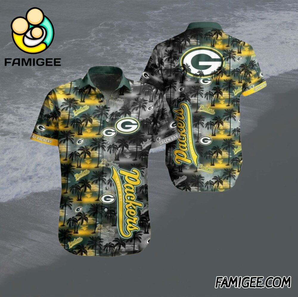 NFL Green Bay Packers Island Nightfall Hawaiian Shirt Packers Aloha Shirt 1