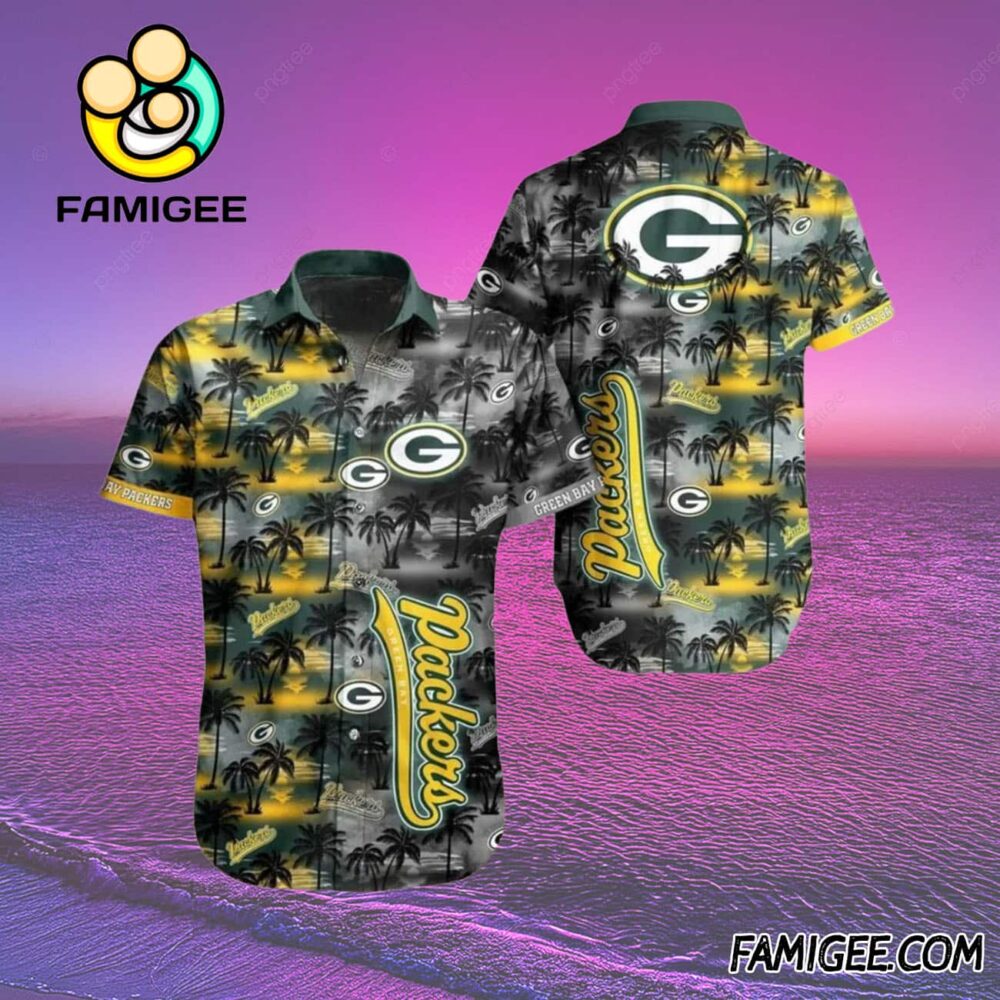 NFL Green Bay Packers Island Nightfall Hawaiian Shirt Packers Aloha Shirt 2