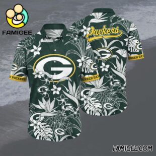 NFL Green Bay Packers Jungle Floral Hawaiian Shirt Packers Aloha Shirt 1