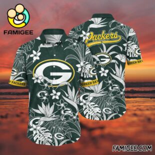 NFL Green Bay Packers Jungle Floral Hawaiian Shirt Packers Aloha Shirt 3